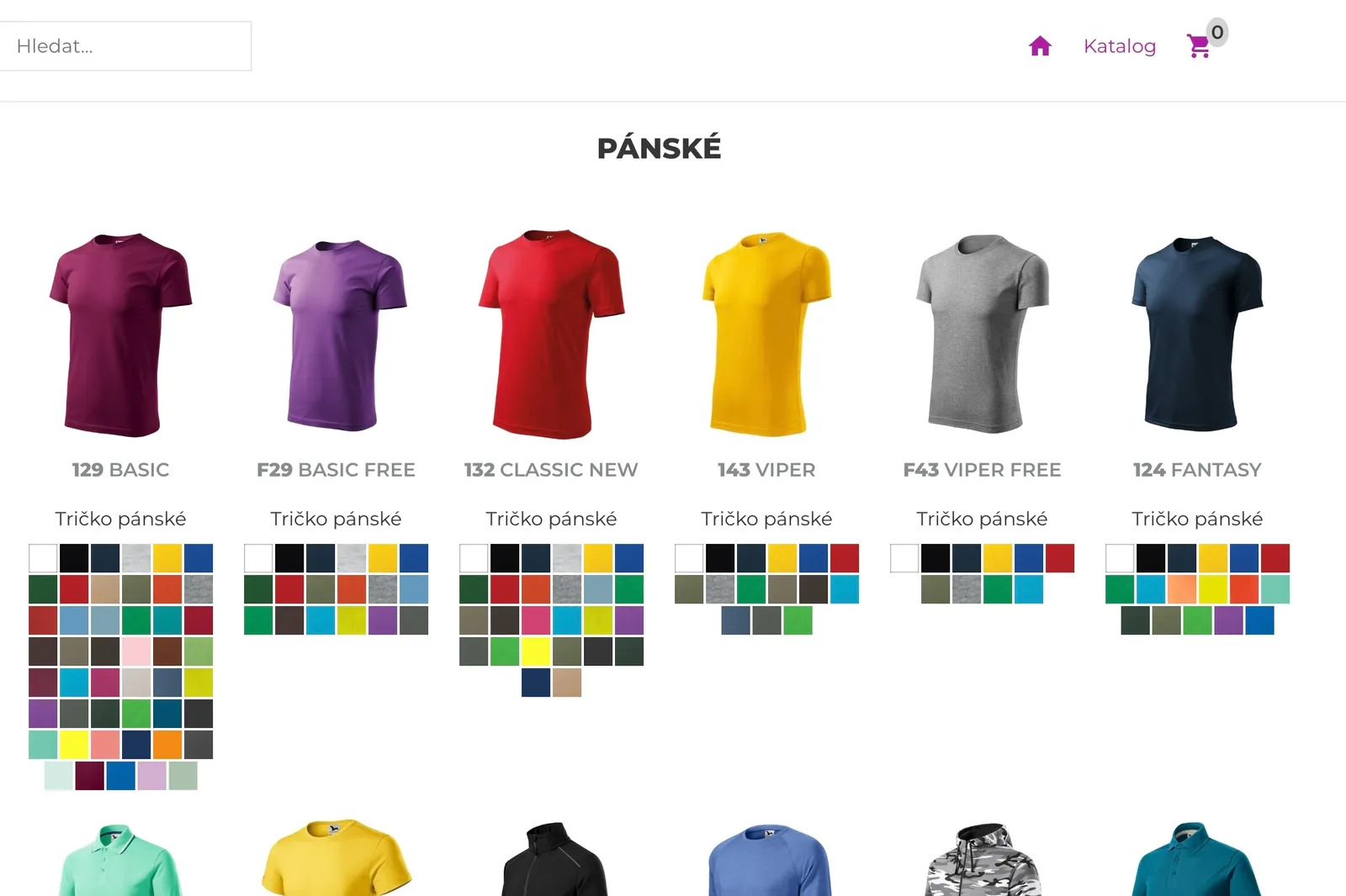 Potištěný textil různých velikostí